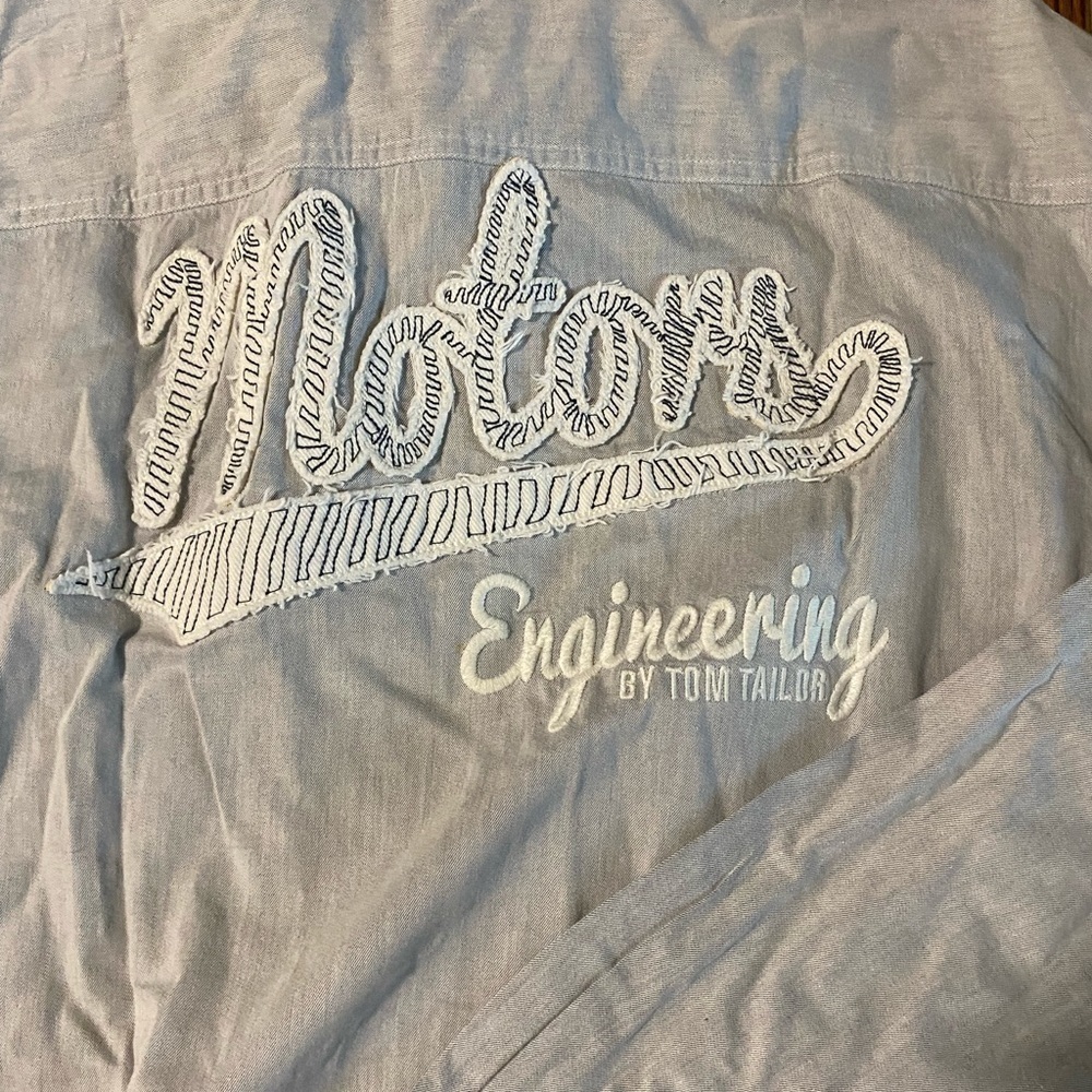 Tom Tailor Motors Engineering Gray Biker Thick Shirt Size Men’s Large Race Car - Picture 3 of 16